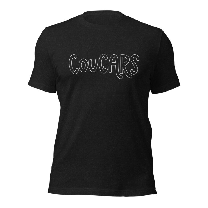 Heather black cougars mascot t-shirt