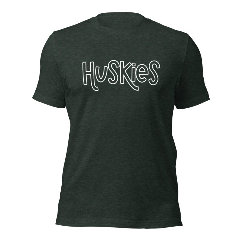 Heather forest green Huskies mascot t-shirt