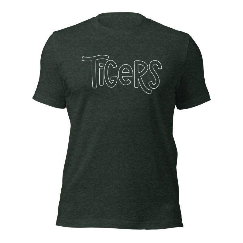 Heather forest green tigers mascot t-shirt