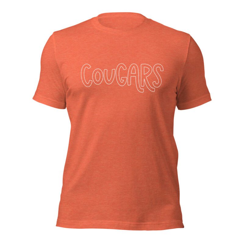 Heather orange cougars mascot t-shirt