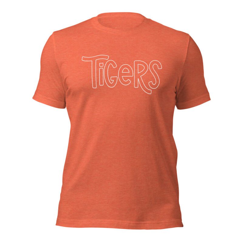 Heather orange tigers mascot t-shirt