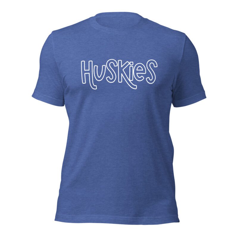 Heather blue Huskies mascot t-shirt