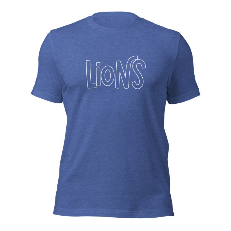Heather blue lions mascot t-shirt