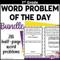 1st Grade Word Problem of the Day Bundle: 288 half-page word problems for the entire first grade year!